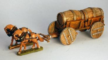 Flat Bed Water Wagon with Wooden Wheels
