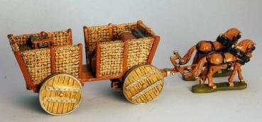 Wcker Supply Wagon with Wooden Wheels