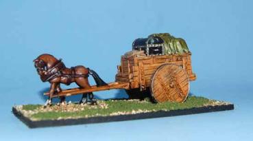 Cart with sdes and laod and wooden wheels