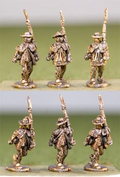 Contnentals n Rfle Shrts.  Round Hats.  Advancng Shoulder Arms