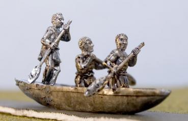 Tribesmen in Canoes