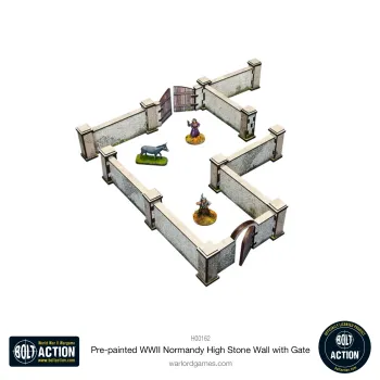 Pre-painted WW2 Normandy High Stone Wall with Gate