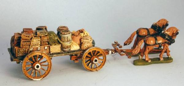 Flat Bed Supply Wagon with Spoked Wheels