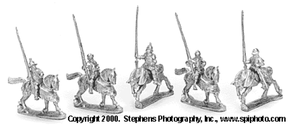 Mounted knights with Lances half Armored Horses