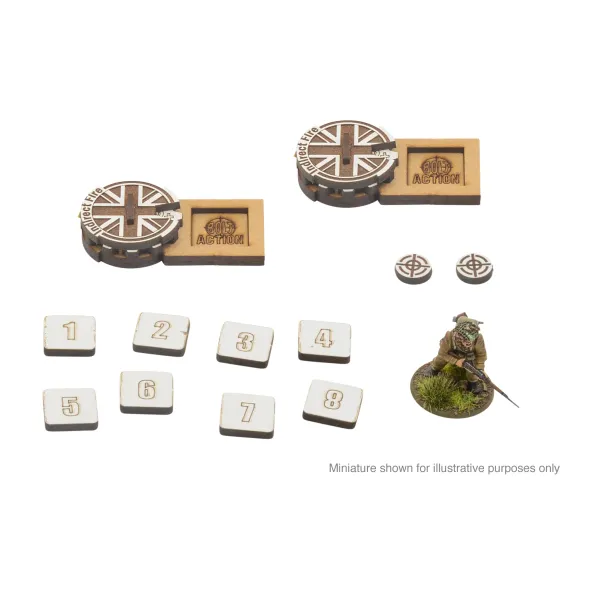 Bolt Action MDF Artillery zooming in Markers - Great Britain