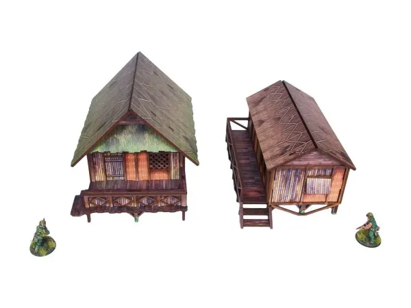 Pre-Painted WW2 Pacific Jungle Huts