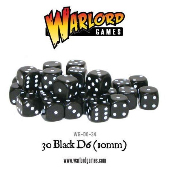 Spot Dice 10mm - Black D6 (30)